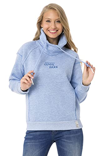 Cipo & Baxx Damen Kapuzensweatshirt WL336 Blau – Stylischer Hoodie mit Kapuze & Kängurutasche – Bequemer Pullover für Freizeit, Alltag & Streetwear -WL336 Blau L von Cipo & Baxx