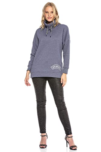 Cipo & Baxx Damen Sweater Pullover Hoodie Langarm Sweatshirt mit Hoherkragen Indigo XL von Cipo & Baxx