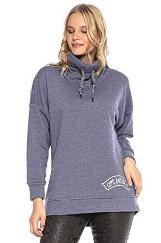 Cipo & Baxx Damen Sweater Pullover Hoodie Langarm Sweatshirt mit Hoherkragen Indigo XL von Cipo & Baxx