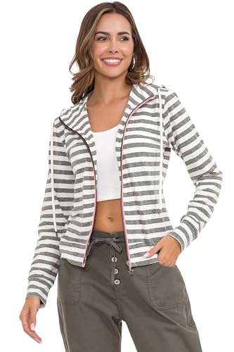 Cipo & Baxx Damen Sweatjacke Gestreift Kapuzenjacke Reißverschluss Sweater Hoodie WL348 Grün M von Cipo & Baxx