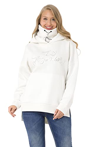 Cipo & Baxx Damen Sweatshirt Hoherkragen Hoodie Langarmshirt Kapuzenpullover Sweater Print WL331 Ecru M von Cipo & Baxx