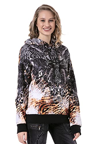 Cipo & Baxx Damen Sweatshirt Kapuzenpullover Langarm Sweater Pulli Graffiti Design WL303 Schwarz S von Cipo & Baxx