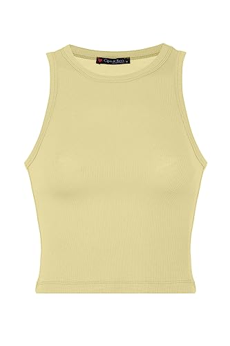 Cipo & Baxx Damen Tanktop T-Shirt Trägertop Crop Top Gerippt Shirt Ärmellos WU105 Gelb M von Cipo & Baxx