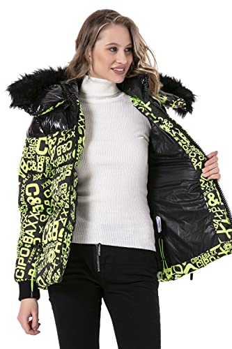 Cipo & Baxx Damen Winter Jacke Mantel Stepp Muster Daunenjacke WM129 Neongrün M von Cipo & Baxx
