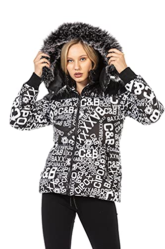 Cipo & Baxx Damen Winter Jacke Mantel Stepp Muster Daunenjacke WM129 Weiß L von Cipo & Baxx