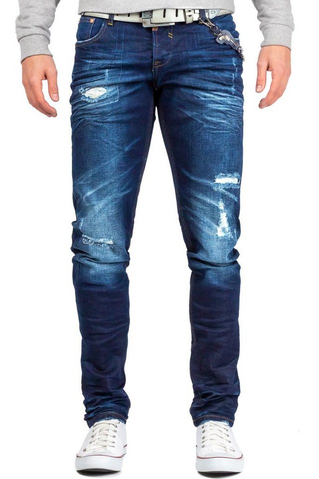 Cipo & Baxx Slim-fit-Jeans Herren Hose BA-CD392 Destroyed Look von Cipo & Baxx