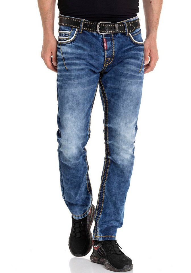 Cipo & Baxx Gerade Jeans Regular mit auffälligen Kontrastnähten von Cipo & Baxx