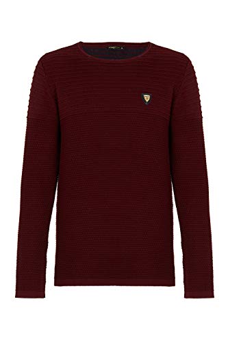 Cipo & Baxx Herren Basic Pullover Strickpulli Rundhals mit Rippenstrick Bordeaux-dunkelblau M von Cipo & Baxx