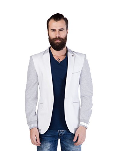 Cipo & Baxx Herren Blazer Sakko Slim Fit – Elegante Freizeit & Business Jacke – Modernes Design Modellen für Büro, Party & Alltag - CJ126 Weiß - Grau 54 von Cipo & Baxx