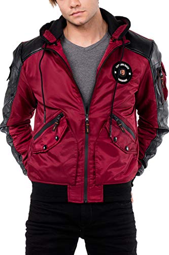 Cipo & Baxx Herren Bomberjacke College Jacke Biker Übergangsjacke Kapuze CM134 Rot M von Cipo & Baxx