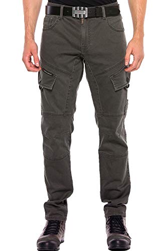 Cipo & Baxx Herren Cargo Hose Denim Regular Straight Fit Jeanshose Design Hose Khaki W 34 L32 von Cipo & Baxx