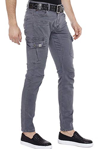 Cipo & Baxx Herren Cargo Hose Jeans Regular Fit Slim Fit Denim W31 L34 Grau von Cipo & Baxx
