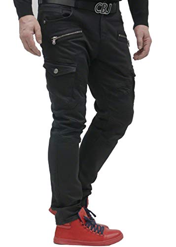 Cipo & Baxx Herren Cargo Hose Straight Fit Jeans Jogger Slim Fit Narrow Leg Denim Hose CD424 Schwarz W29 L32 von Cipo & Baxx