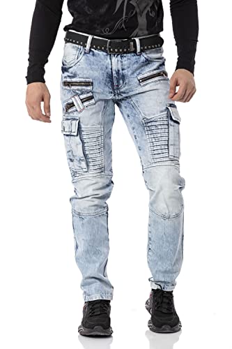 Cipo & Baxx Herren Cargo Jeans Hose CD798 Hellblau W30-L34 von Cipo & Baxx