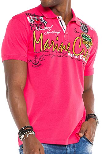 Cipo & Baxx Herren Casual Poloshirt Kurzarm T-Shirt Sommer Slim Fit CT509 Fuchsia S von Cipo & Baxx