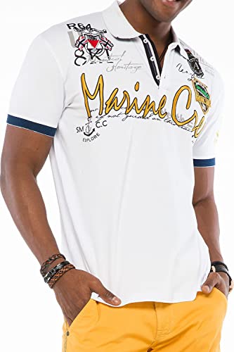Cipo & Baxx Herren Casual Poloshirt Kurzarm T-Shirt Sommer Slim Fit CT509 Weiß S von Cipo & Baxx