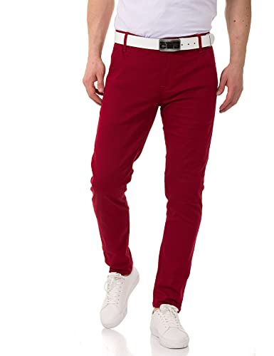 Cipo & Baxx Herren Chinohose Stretch Basic Baumwolle Slim Fit CD842 Burgundy W30 L32 von Cipo & Baxx