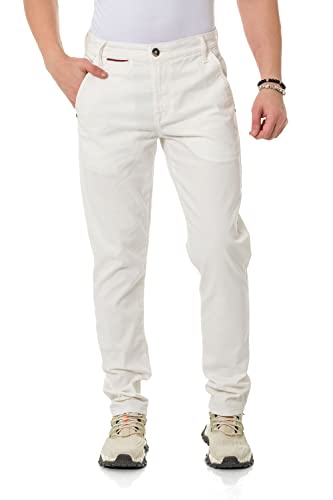 Cipo & Baxx Herren Chinohose Stretch Basic Baumwolle Slim Fit CD842 Weiß W38 L32 von Cipo & Baxx