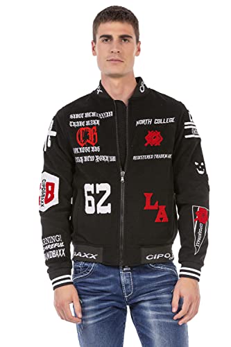 Cipo & Baxx Herren Collagejacke Freizeit Sweatjacke Übergangsjacke CJ274 Schwarz L von Cipo & Baxx