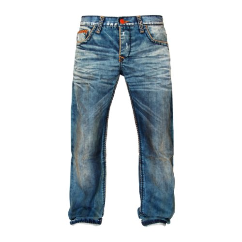 Cipo & Baxx Herren Double Stitch Regular Fit Jeans Pants Hose Denim blau W33 L30 von Cipo & Baxx