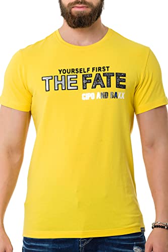 Cipo & Baxx Herren Glänzend Print Shirt Kurzarm CT735 Gelb XXL von Cipo & Baxx