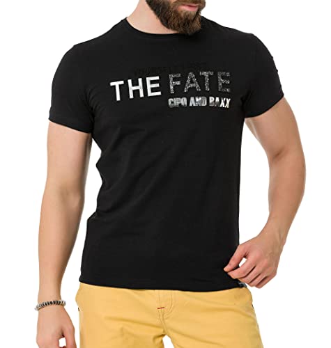 Cipo & Baxx Herren Glänzend Print Shirt Kurzarm CT735 Schwarz XXL von Cipo & Baxx