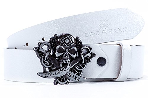 Cipo & Baxx Herren Gürtel Modell 09 Weiß 95cm x 3,8cm von Cipo & Baxx