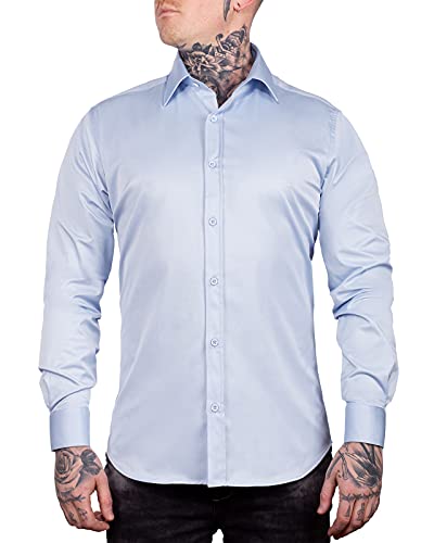 Cipo & Baxx Herren Hemd CH166 Light Blue - Regular Fit - Langarm S von Cipo & Baxx