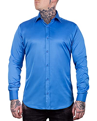 Cipo & Baxx Herren Hemd CH166 Saxe Blue - Regular Fit - Langarm S von Cipo & Baxx