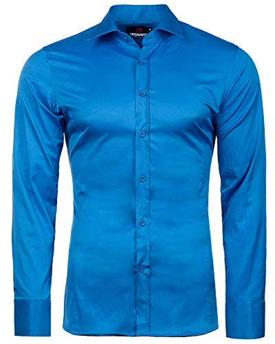 Cipo & Baxx Herren Hemd CH168 Saxe Blue - Slim Fit - Langarm M von Cipo & Baxx