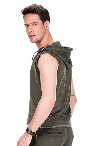 Cipo & Baxx Herren Hoodie Ärmellos Sweatweste Kapuze Sweater Sweatshirt Kängurutasche Khaki S von Cipo & Baxx