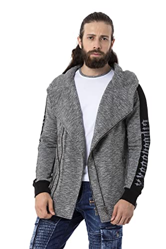 Cipo & Baxx Herren Hoodie Kapuzenpullover Jacke Reißverschluss Meliert Sweater CL526 Grau L von Cipo & Baxx