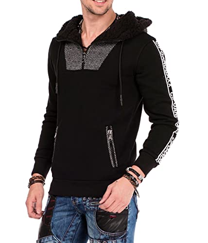 Cipo & Baxx Herren Hoodie Sweatshirt CL311 Schwarz – Stylischer Pullover im Casual Streetwear Look mit Kapuze & Kängurutasche – Bequemes Oberteil für Alltag & Freizeit - CL311 Schwarz XXL von Cipo & Baxx