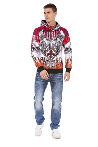 Cipo & Baxx Herren Hoodie Sweatshirt Kapuzenpullover Sweater Pulli CL469 Rot XL von Cipo & Baxx
