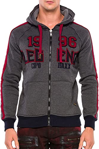 Cipo & Baxx Herren Hoodie Sweatshirt-Pullover Kapuzenjacke Sweater Anthracite L von Cipo & Baxx