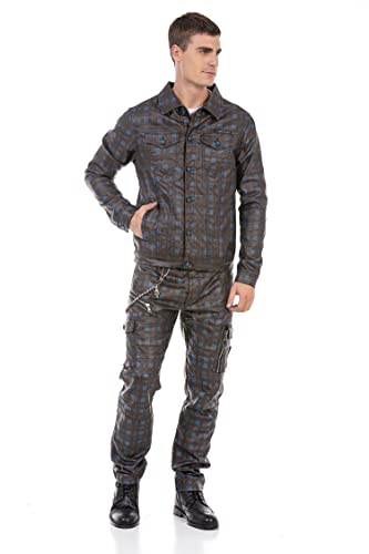 Cipo & Baxx Herren Jacke CJ278 Blau – Stylische Übergangsjacke im Modernen Streetwear Look mit Hemdkragen, Knopfleiste & Brusttaschen – Lässige Freizeitjacke für Alltag & Party - CJ278 Blau L von Cipo & Baxx