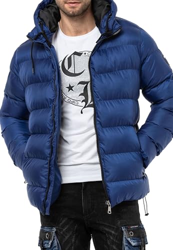 Cipo & Baxx Herren Jacke Steppjacke Kapuzenjacke Basic CM224 Blau XL von Cipo & Baxx