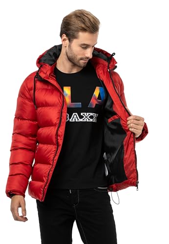 Cipo & Baxx Herren Jacke Steppjacke Kapuzenjacke Basic CM224 Rot S von Cipo & Baxx