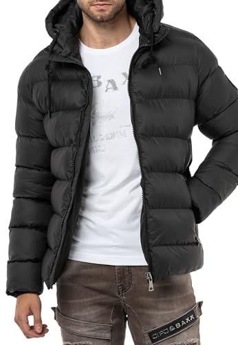 Cipo & Baxx Herren Jacke Steppjacke Kapuzenjacke Basic CM224 Schwarz L von Cipo & Baxx
