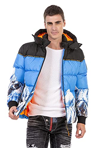 Cipo & Baxx Herren Jacke Steppjacke Winterjacke Bubble Kapuze CM180 Blau S von Cipo & Baxx
