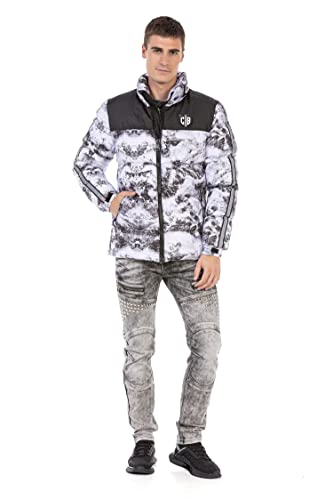 Cipo & Baxx Herren Jacke Steppjacke Winterjacke Marmor Design Bubble Outdoor CM183 Grau L von Cipo & Baxx