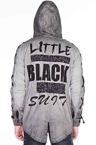 Cipo & Baxx Herren Jacke Übergangsjacke Kapuze Used Look Windbreaker mit Backdetail ausgefallene Winterjacke Design Gr.M Anthracite von Cipo & Baxx