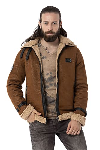 Cipo & Baxx Herren Jacke CJ286 Braun – Warme Winterjacke im Modernen Streetwear Stil mit Kunstfell, Reißverschluss & Taschen – Stylische Jacke für Alltag, Freizeit & Outdoor - CJ286 Braun XL von Cipo & Baxx