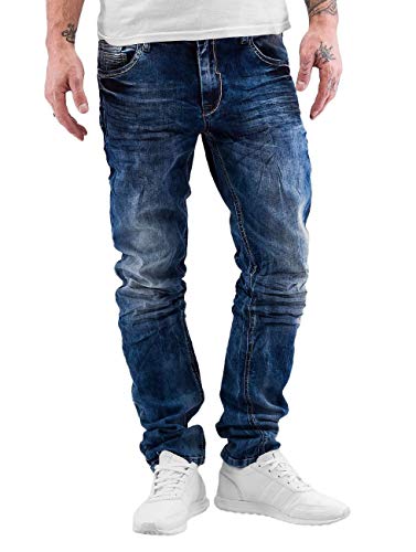 Cipo & Baxx Herren Jeans Hose Slim Fit Kontrastnaht Regular Denim Pants Freizeithose Blau W33 L34 von Cipo & Baxx