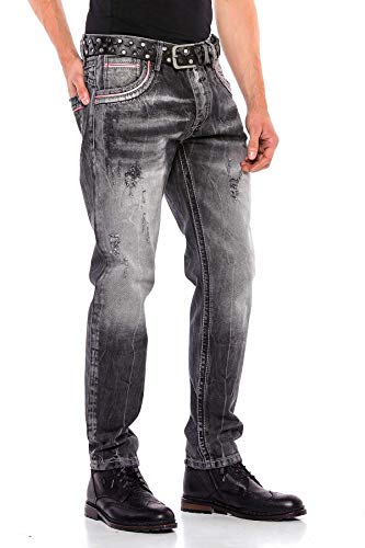 Cipo & Baxx Herren Jeans Hose Klassich Regular Straight Fit Denim Pants Jeanshose Schwarz W31 L34 von Cipo & Baxx
