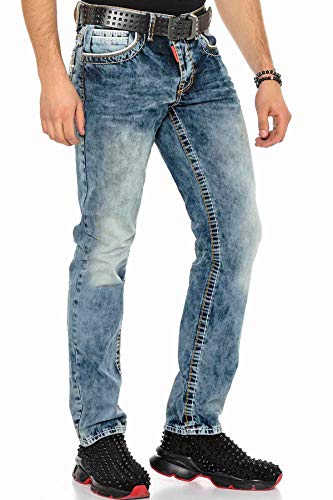 Cipo & Baxx Herren CD148 Herren Bequeme Jeans mit Kontrastnähten in Straight Fit von Cipo & Baxx