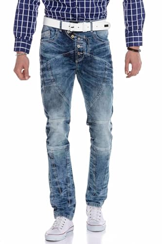 Cipo & Baxx Herren CD346 Jeans Hose Slim Fit Denim Modern 5 Pocket Design Men Jeanshose Blau - CD346-BLUE-W33-L34 von Cipo & Baxx