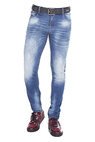 Cipo & Baxx Herren Jeans Hose Slim-Fit Skinny Men Denim Jeanshose Pants Freizeithose Pants CD319B W28 L32 Blau von Cipo & Baxx