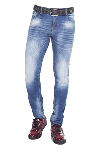 Cipo & Baxx Herren Jeans Hose Straight Fit Men Denim Jeanshose Pants Freizeithose Pants CD319B W38 L34 Blau von Cipo & Baxx