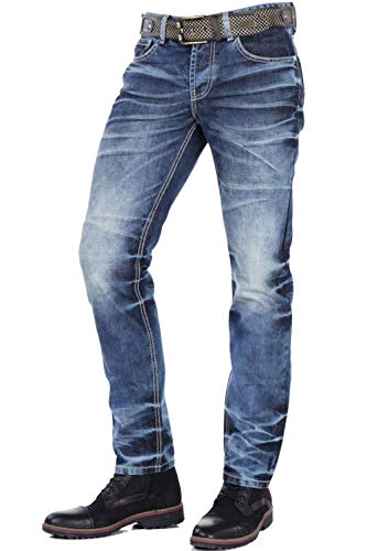 Cipo & Baxx Herren Jeans Hose Straight Fit Denim Regular Fit Jeanshose CD328 Blau W32 L32 von Cipo & Baxx